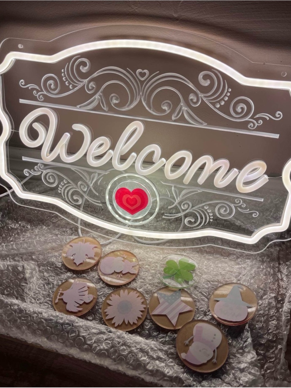 Welcome LED Acrylic Sign with changeable seasonal accessories- Unbranded